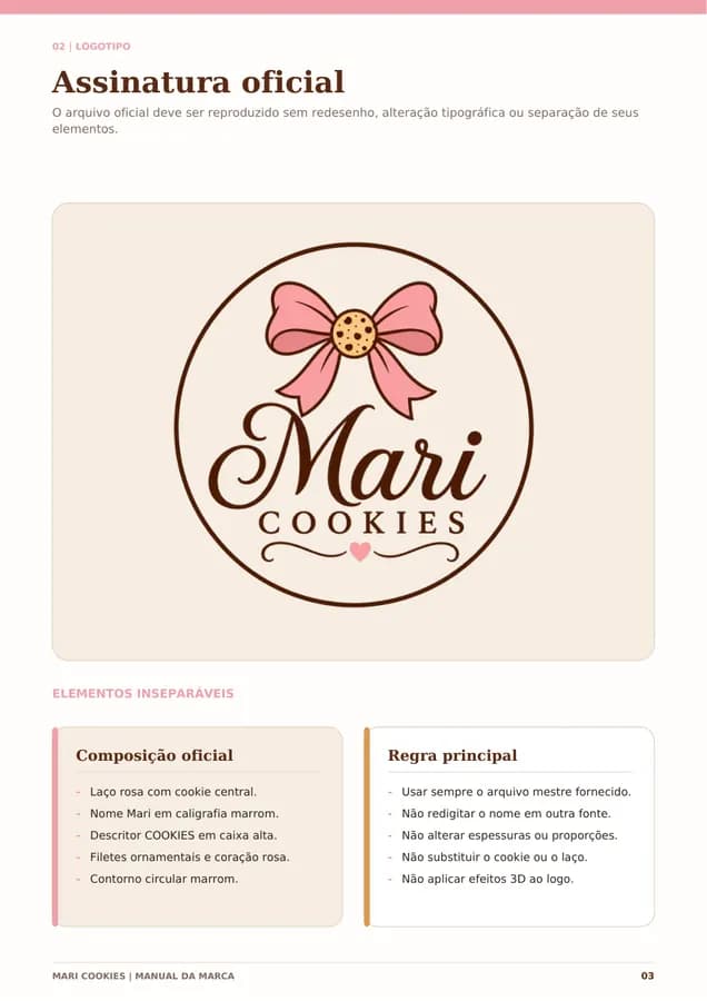 Página 03 do manual da marca Mari Cookies.