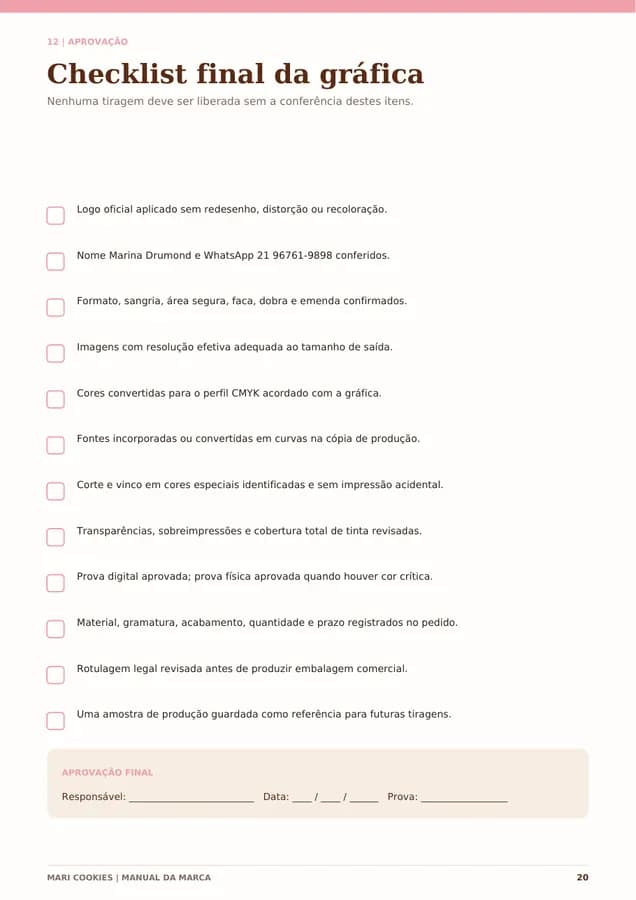 Página 20 do manual da marca Mari Cookies.